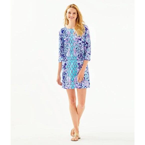 Lilly Pulitzer NWT Bay Dress Lapis Lazuli Your Biggest Fan Blue XXS Preppy - Picture 1 of 7